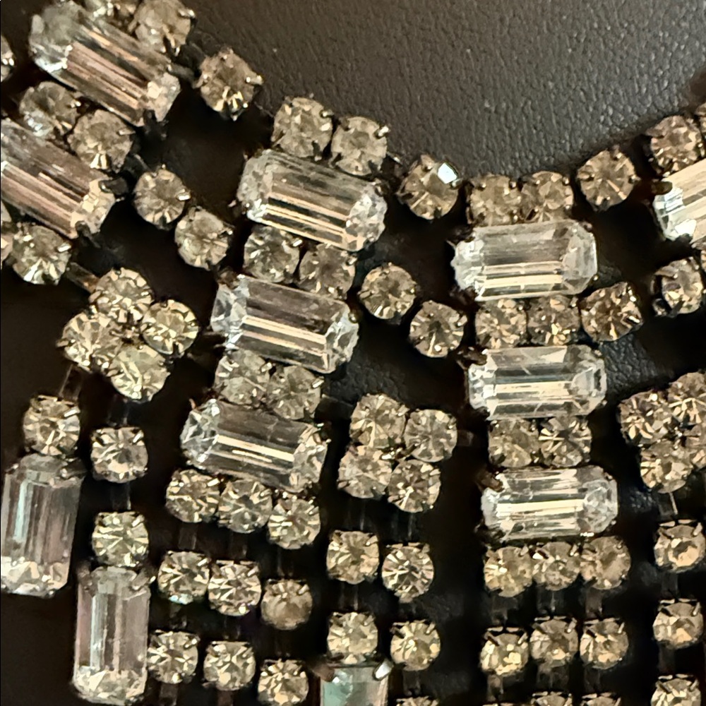 Epic Black Silvertone Rhinestone Statement Round … - image 4